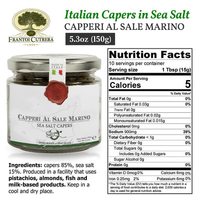 Gourmet Italian Capers in Sea Salt - Capers Non Pareil